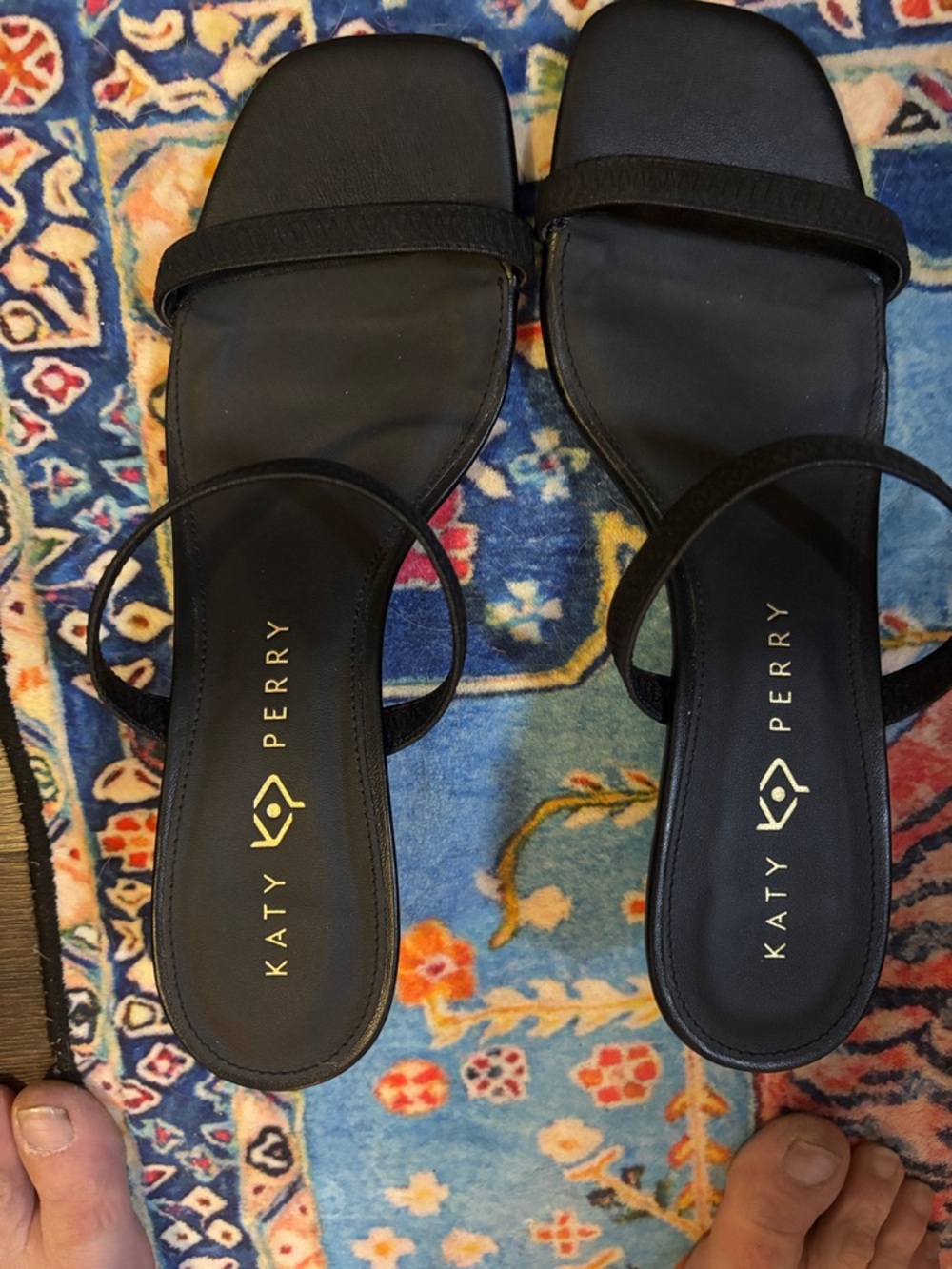 Katy Perry Women’s Strappy Black Slide Sandals